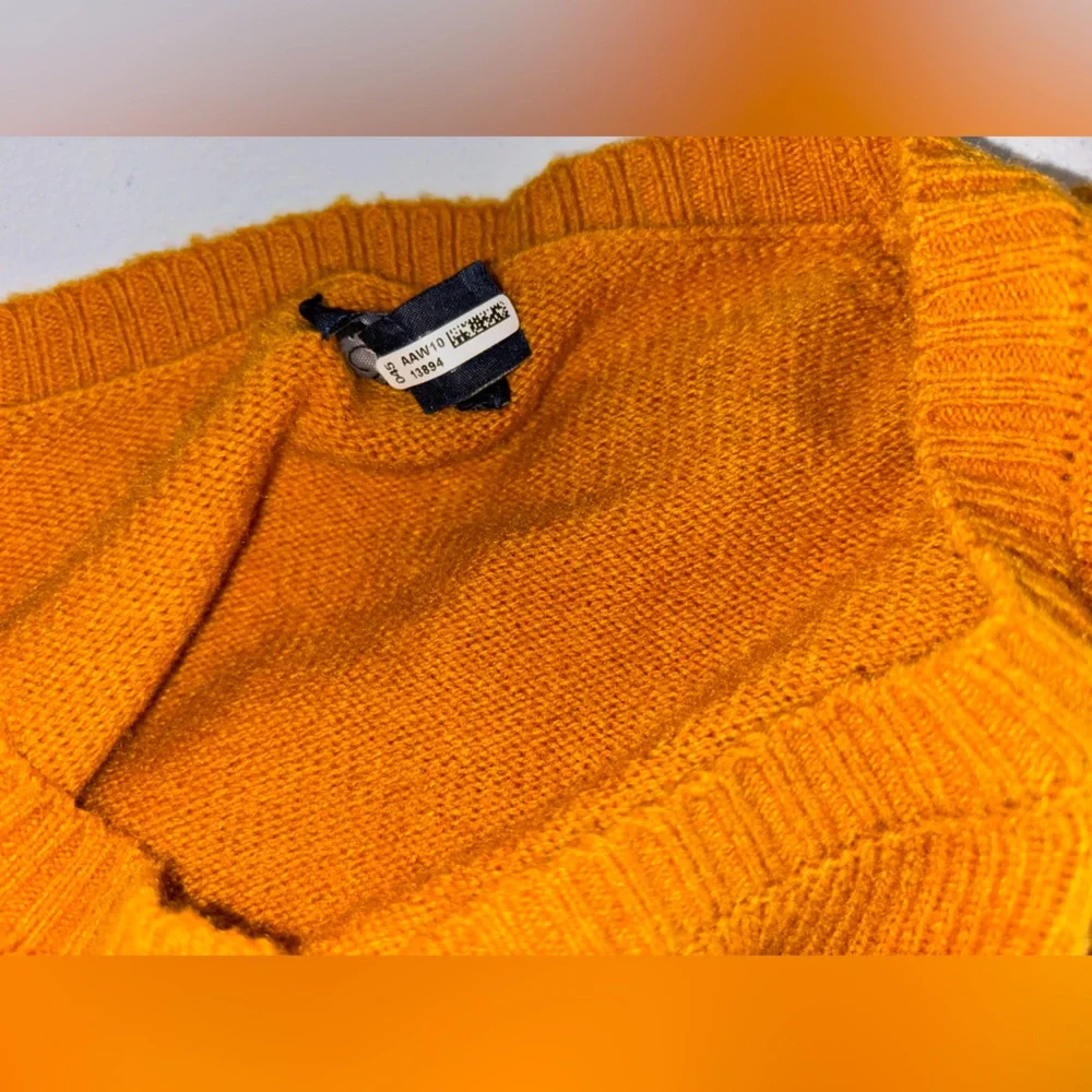 J. CREW Lamb's Wool Sweater Men's Long Sleeve Yellow Mustard Crew Large XL‎
